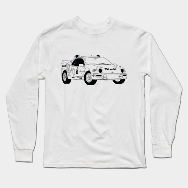 Ford RS200 Black Outline Long Sleeve T-Shirt by kindacoolbutnotreally